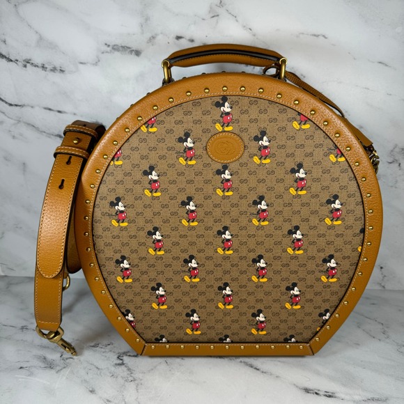 Gucci Disney Hat Box Mickey Mouse GG monogram travel trunk bag Luggage Rare - Picture 3 of 16